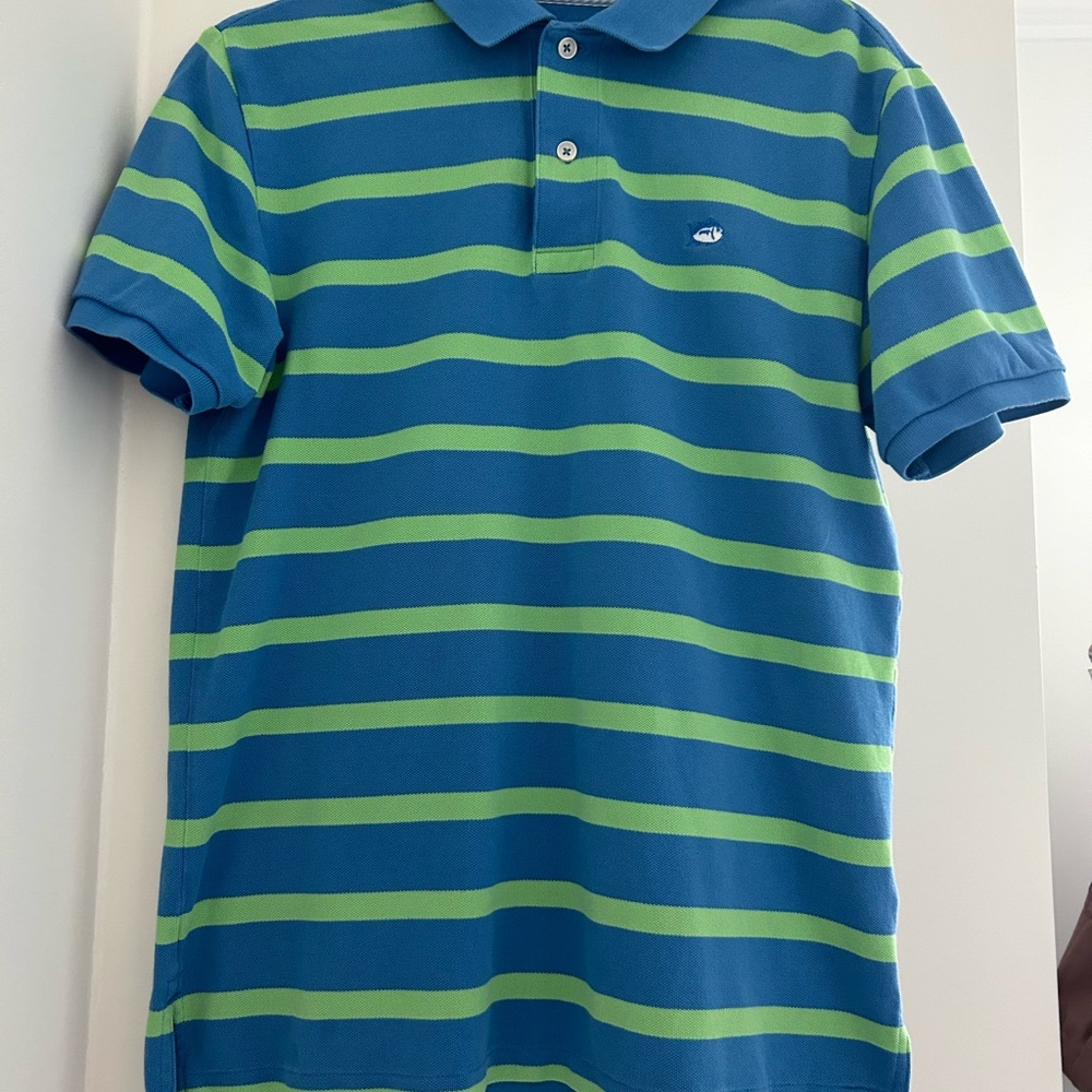Blue & Green Striped Men’s Polo Shirt